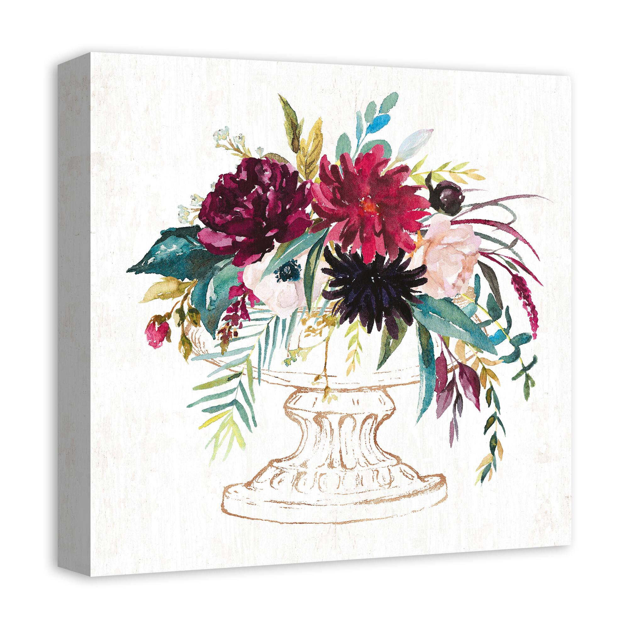 Jewel Toned Florals Canvas Wall Art